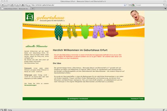 Startseite der Homepage